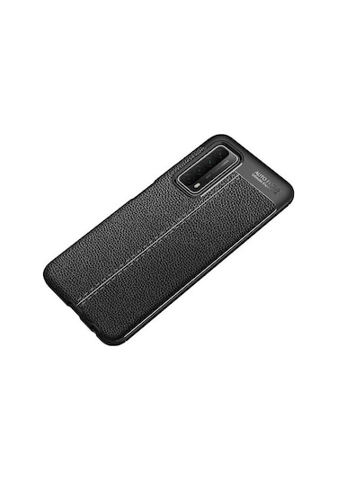 Huawei P Smart 2021 Deri Görünümlü Firo Silikon Kılıf Siyah