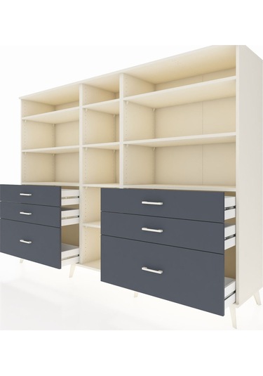 Hyperion Dolap 10 Raflı 6 Çekmeceli 220x44x163 Aytaşı-aytaşı/ant Aytaşı-aytaşı/antrasit