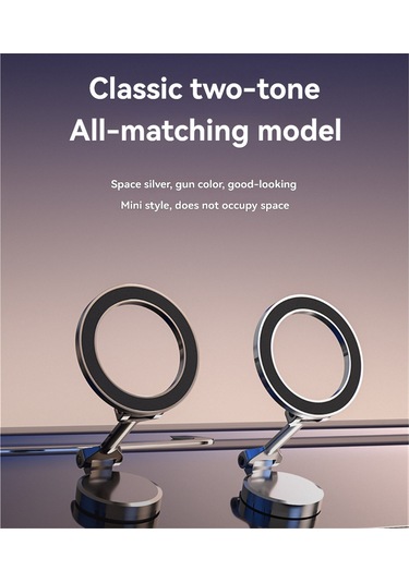 Symbee Alüminyum Araba Telefon Tutucu: 360 Döner, Güçlü Manyetik, Evrensel Uyumlu, Navigasyon İçin Orta Panel Uygulamalı Gümüş