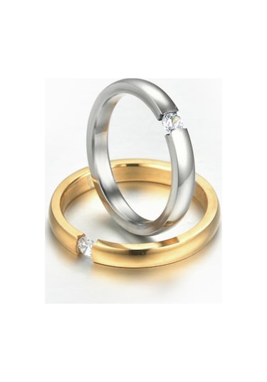 Siyah Moda Açık Çift Yüzükler Mikro Zirkon Yüzükler Basit Paslanmaz Çelik Yüzük 7 Siyah