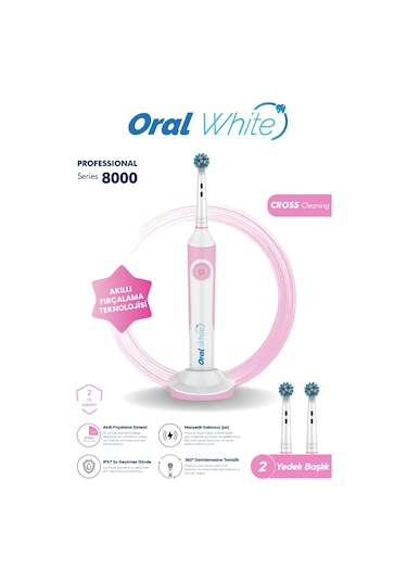 Oral White Professional Series 8000 Şarjlı Diş Fırçası Pembe