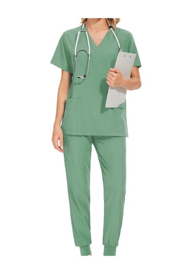 Suntek Kadın Üniforma Scrubs Set Üstü Ve Pantolon S-yeşil