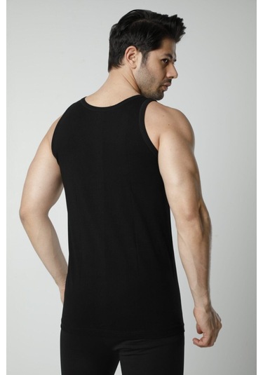 Hmd 600 6'lı %100 Pamuk Askılı Erkek Atlet - Siyah Siyah