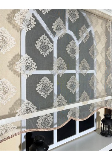 Storburada Çift Mekanizmalı Somon Tül Perde Ve Ekru Stor Perde Stb45239-v106 Bej