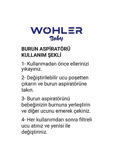 Wohler Nazal Burun Aspiratörü Yedek Uç 10'lu 40 Adet
