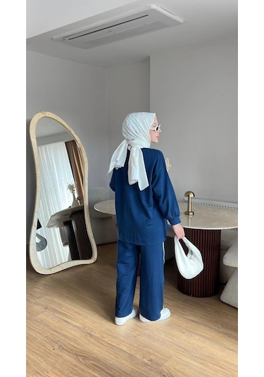 Olivia Kadın Mevsimlik Penye Alt Üst Spor Ve Rahat Tesettür İkili Takım Lacivert