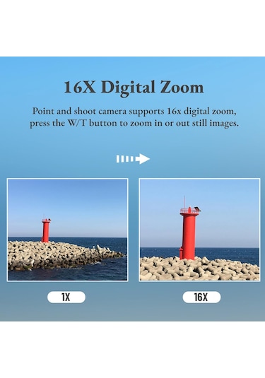 4k Dijital Kamera, 1080p 44m 16x Zoom Autofocus Cep Kamerası 2,4 İnç Ekranlı