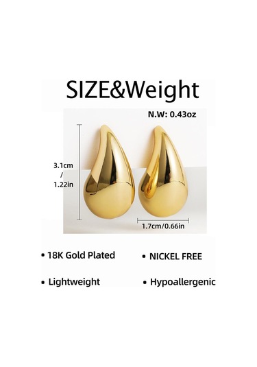 Gümüş Paslanmaz Çelik Altın Kaplama Gözyaşı Damlası Küpe Kadınlar İçin Dupes Hafif Pürüzsüz Metal Su Damlası Hoop Küpeler Trendy Takı