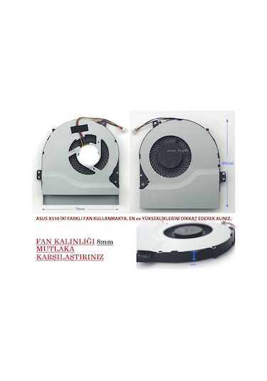 Asus X550l, X550la, X550lav, X550lb Cpu Fanı Ver.1 7-8mm