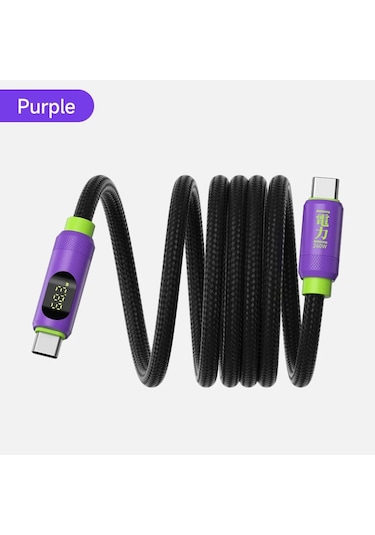 Hagibis Manyetik Usb C Kablo 240w Pd Hızlı Şarj Led Ekranlı iPhone Uyumlu, Uyumlu, 16/15mor1m