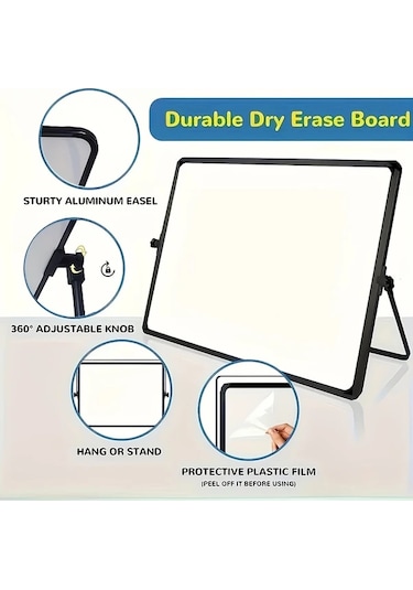 Willowhaven Ayarlanabilir Mavi Beyaz Tahta Seti Manyetik Kalem Silgi Mavi