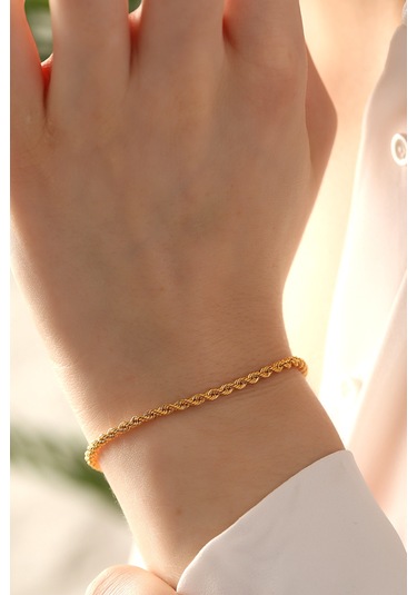 Miletkuyumculuk 14 Ayar Altın Halat Zincir Bileklik Sarı Altın