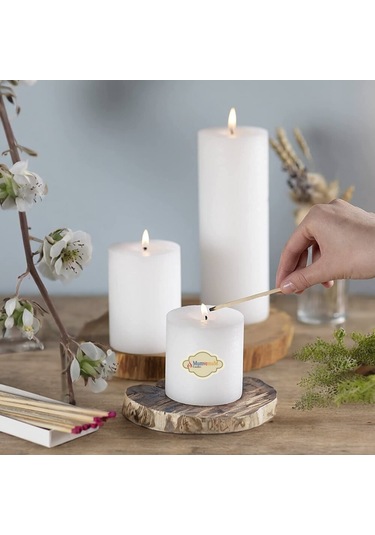 Gökçeada Beyaz 3 Lü Set Mum Beyaz