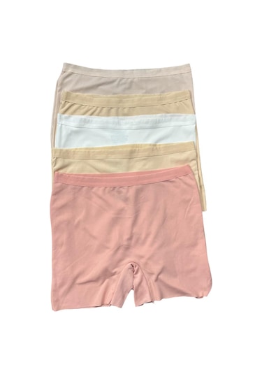Kadın Boxer Yüksek Bel Dikişşiz Lazer Kesim Esnek Iz Yapmayan 5 Li Paket Polyester Taş