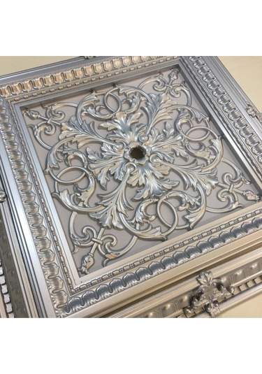 Saray Tavan Göbek Panel 72cm 72cm Gümüş Içerisine Led Döşenebilir Panel