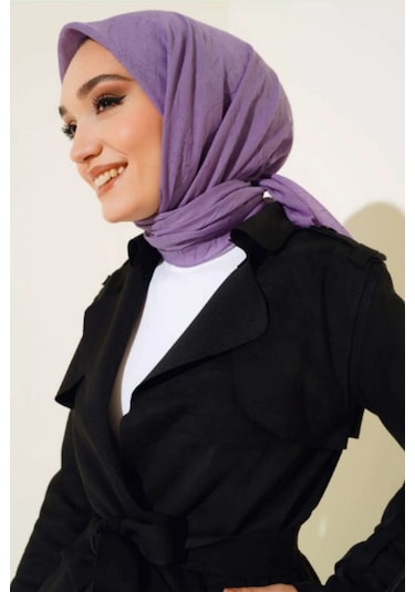 Melodi Scarf Kadın Tesettür Pratik Bambu Kraş Eşarp Mor Mor