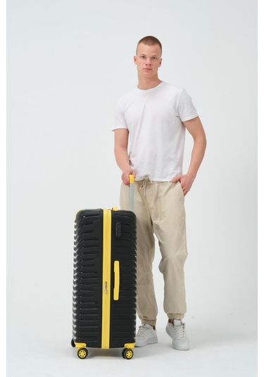 Keo-plus Siyah-sarı Büyük Boy Silikon Kırılmaz Pp Valiz Siyah - Sarı
