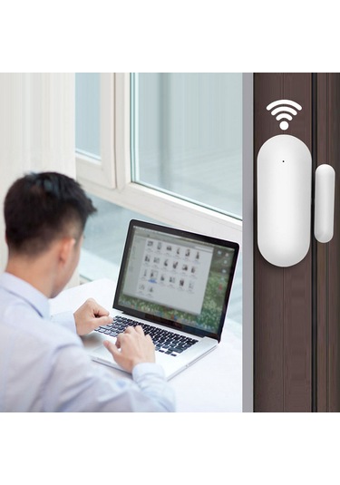 Fosenze Akıllı Pencere Kapı Alarmı, Ev Güvenliği İçin, Alexa Ve Google Uyumlu, 433mhz, Plastik, Beyaz
