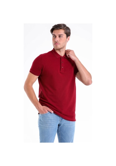 Hatemoğlu Regular Fit Pamuk Polo Yaka Erkek Tişört - Bordo