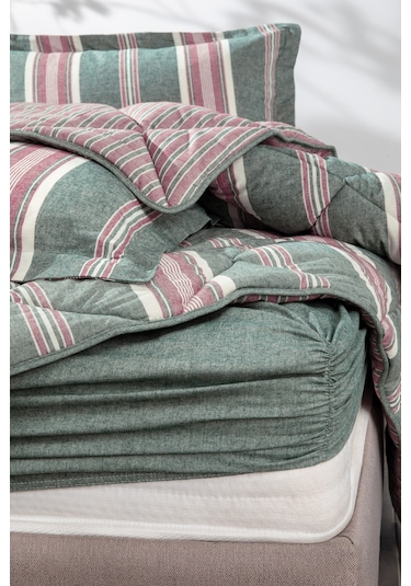 Yataş Bedding Chevron Tek Kişilik İpliği Boyalı Uyku Seti - Yeşil