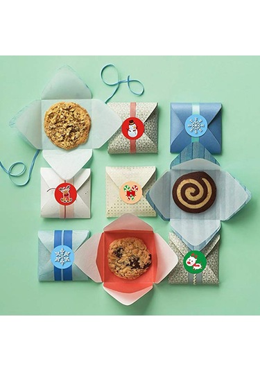 Noel Çıkartmaları Noel Çıkartmaları Noel Hediyelerini Süslemek İçin Mükemmel Noel Süsleri Yuvarlak Kağıt Etiketler Çok Renkli