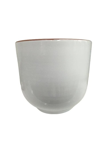 Beyaz Renk Sırlı , El Yapımı Tombul Toprak Saksı 33 38 Cm