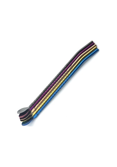 Çok Renkli 2 Adet/takım Siyah Yeniden Kullanılabilir Uzun Saman Kaşığı Renkli 304 Paslanma Çelik Pipetler Kepçe Bar Kaşık 56468886