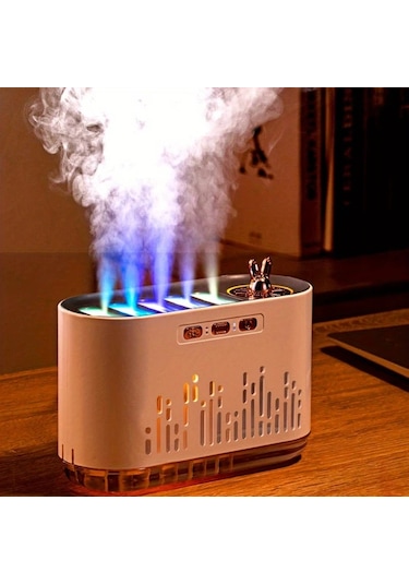 Techbloom Babıqt Nordic White Müzik Senkronizasyonlu Nemlendirici 7 Renk Led Işık Difüzör Otomatik Kapanma Usb İle Çalışan Ahşap