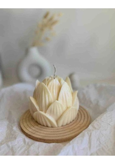 2'li Beyaz Lotus Çiçeği Mum