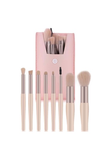 İzla Deri Çantalı Makyaj Fırça Seti 8'li
