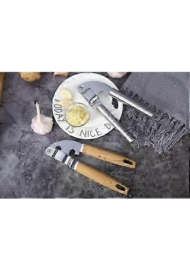 Sarımsak Kıyma Makinesi Paslanmaz Çelik Kırıcı Ahşap Saplı Sarıms Çok Renkli
