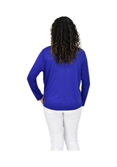 Kadın Uzun Kol Düğmeli Bluz Bgl-st04680 Saks Mavi