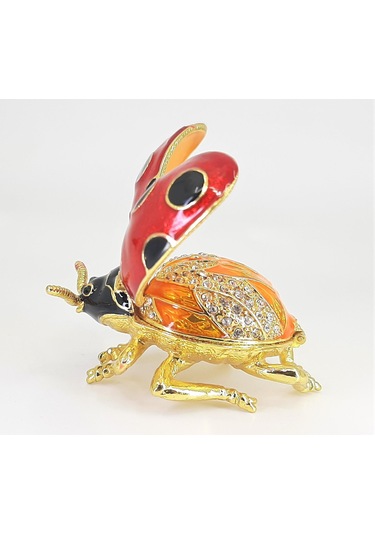 Swaroski Taşlı Metal Uğur Böceği Mücevher Kutusu