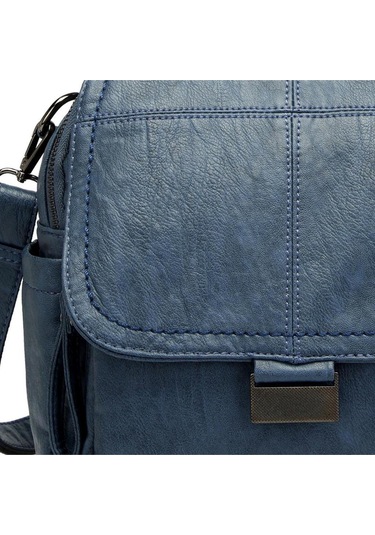 Yıkama Deri Sırt Askılı Kadın Çantası 21-k Barcelona 1908 Lacivert