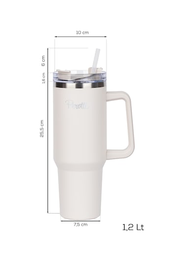 Perotti 17236 Colte V2 Paslanmaz Çelik Sporcu Termos Bardak Matara Beyaz 1,2 Lt Beyaz