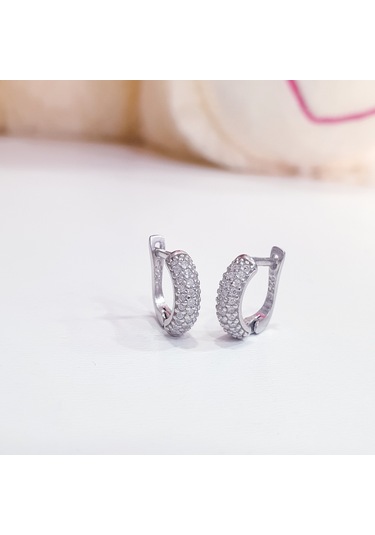 925 Ayar Gümüş Beyaz Taşlı Gümüş Çocuk Küpe