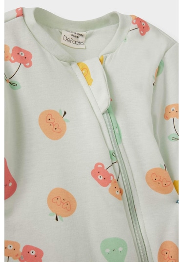Defacto Kız Bebek 2,5 Tog Elyaf Baskılı Penye Fermuarlı Uzun Kollu Tulum F3566a525wngn1250 Yeşil