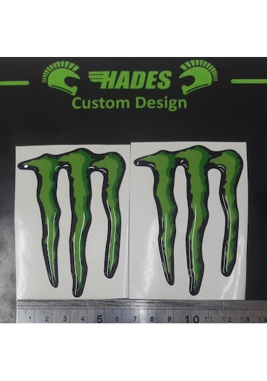 Hades Motosiklet Aksesuarları Monster Logo Sticker Yeşil