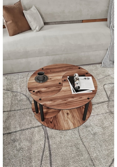 Yin Yang Unıty Serenıty Orta Sehpa 2 Li Madran Ceviz-70 Cm Ceviz
