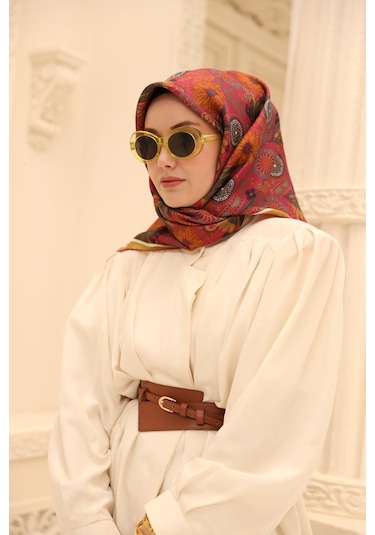 Silk Home Twill İpek Eşarp 11463-42 Fuşya, Asit, Lacivert, Turuncu