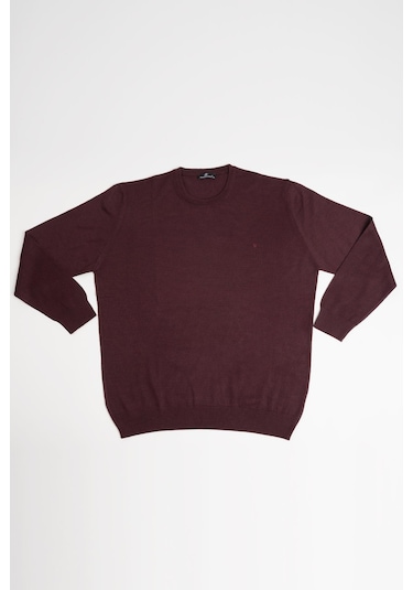 Woolen World Bisiklet Yaka Battal Büyük Boy Yünlü Triko Kazak Bordo