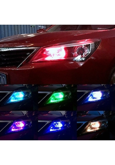 Kumandalı Çakarlı T10 Araç Park Ampulü Rgb Led Ampul- 2   Adet