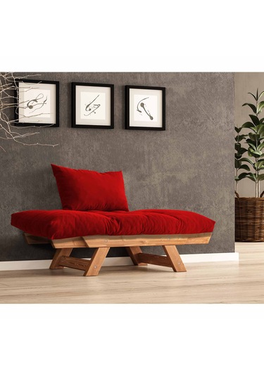 Woodesk Adalar Masif Tik-kırmızı Renk Berjer Cpt8155-140 Kırmızı