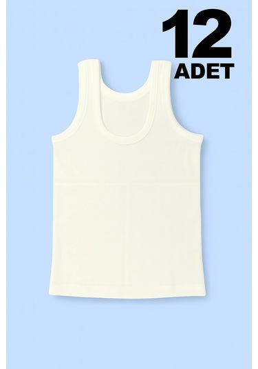 Erkek Çocuk Atleti %100 Pamuk Oval Yaka 12'li Paket Beyaz