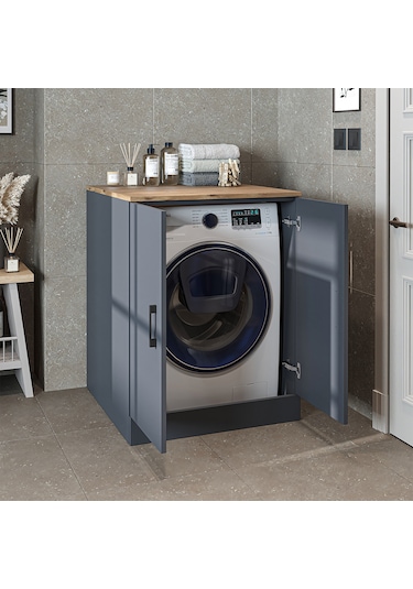 Çamaşır Kurutma Makinesi Alt Dolabı Kapaklı Banyo Alt Dolap Antrasit - Atlantik Çam Çamaşır Kurutma Makinesi Alt Dolabı Kapaklı Banyo Alt Dolap Antrasit - Atlantik Çam