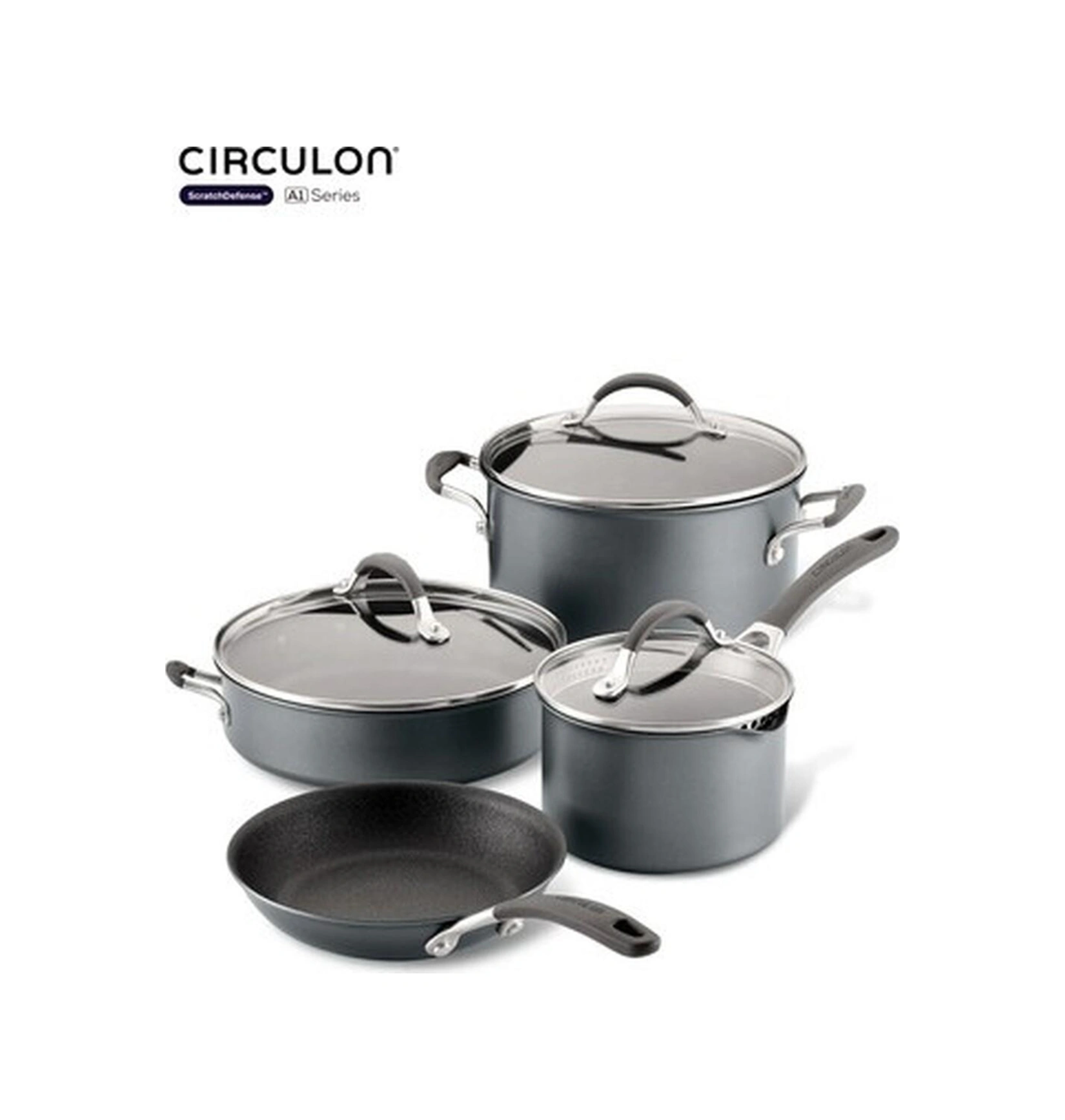 Circulon 7 Parça Tencere & Tava Seti Bakır - Siyah
