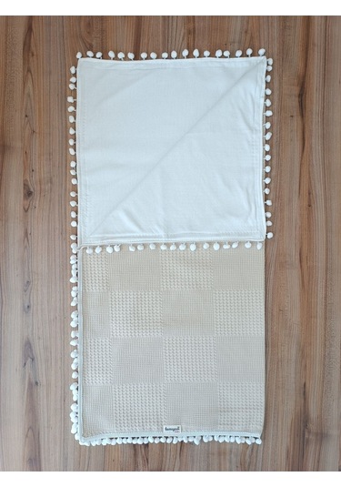 S.kahve Kız Erkek Bebek Battaniyesi Pike %100 Pamuklu Doğal Organik Uyku Çift Taraflı Örtü 86x86cm Btn10248 Sütlü Kahve