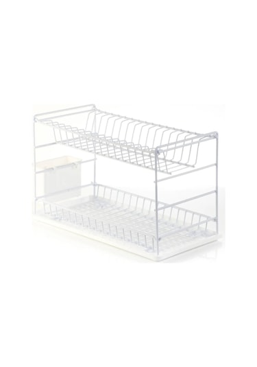 Hagenömür Boyu Paslanmaz Iki Katlı Tabaklık Bulaşıklık 50 Cm Beya Beyaz