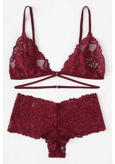 Kadın Bordo Özel Şık Sütyen Külot Takımı Bordo