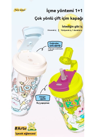 Çay Ve Suyu Ayırmak İçin Büyük Kapasiteli Plastik Su Bardağı Siyah